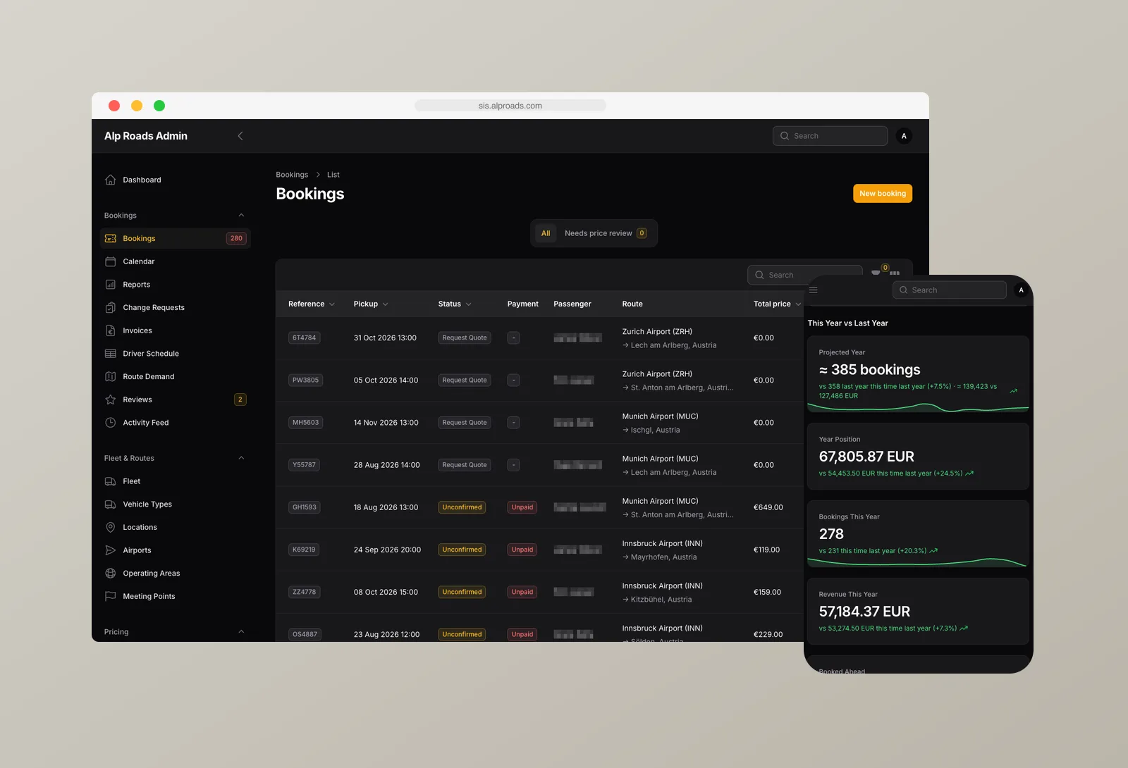 Alp Roads Booking System