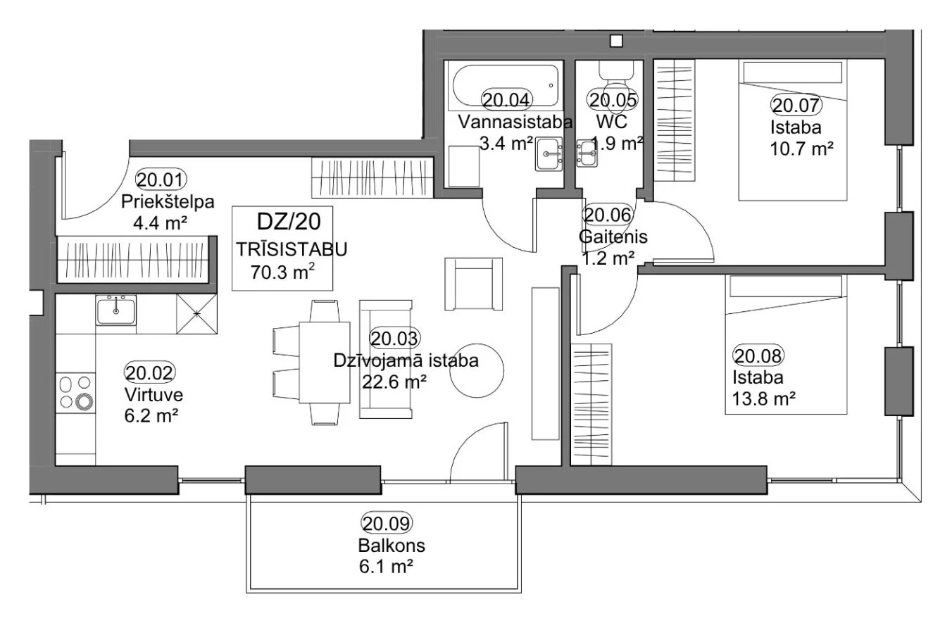 Apartment 20, cut from the floor sheet