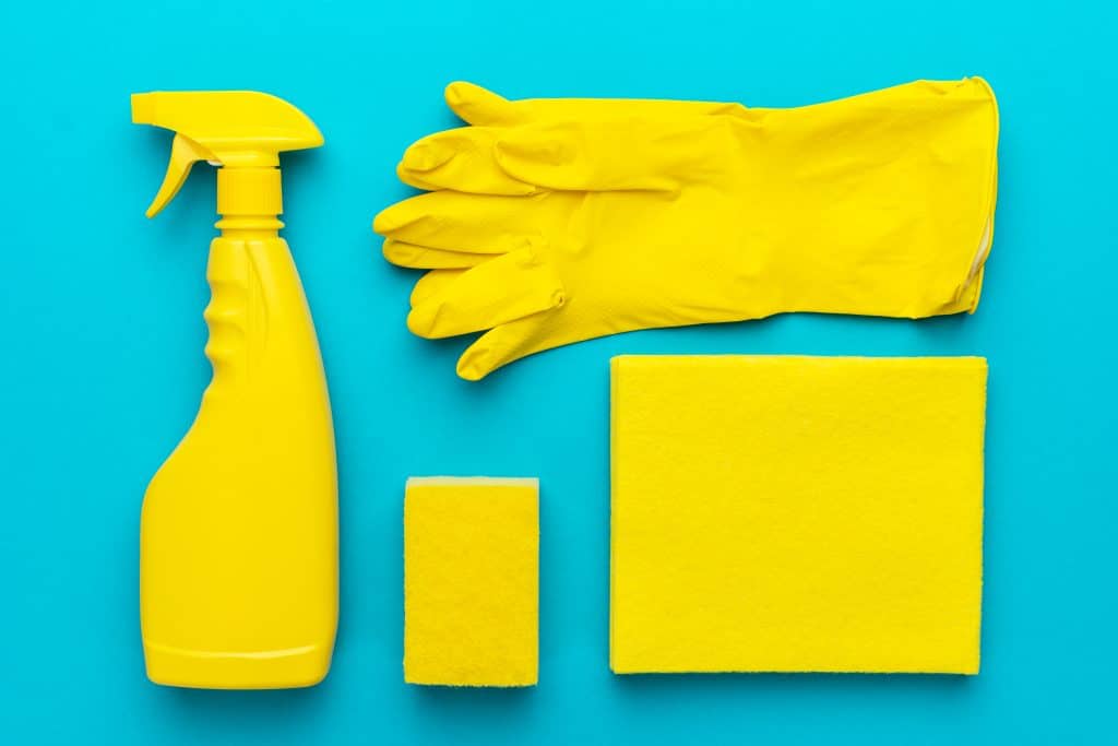 flat lay image of yellow cleaning products in orde 2021 08 27 09 35 04 utc
